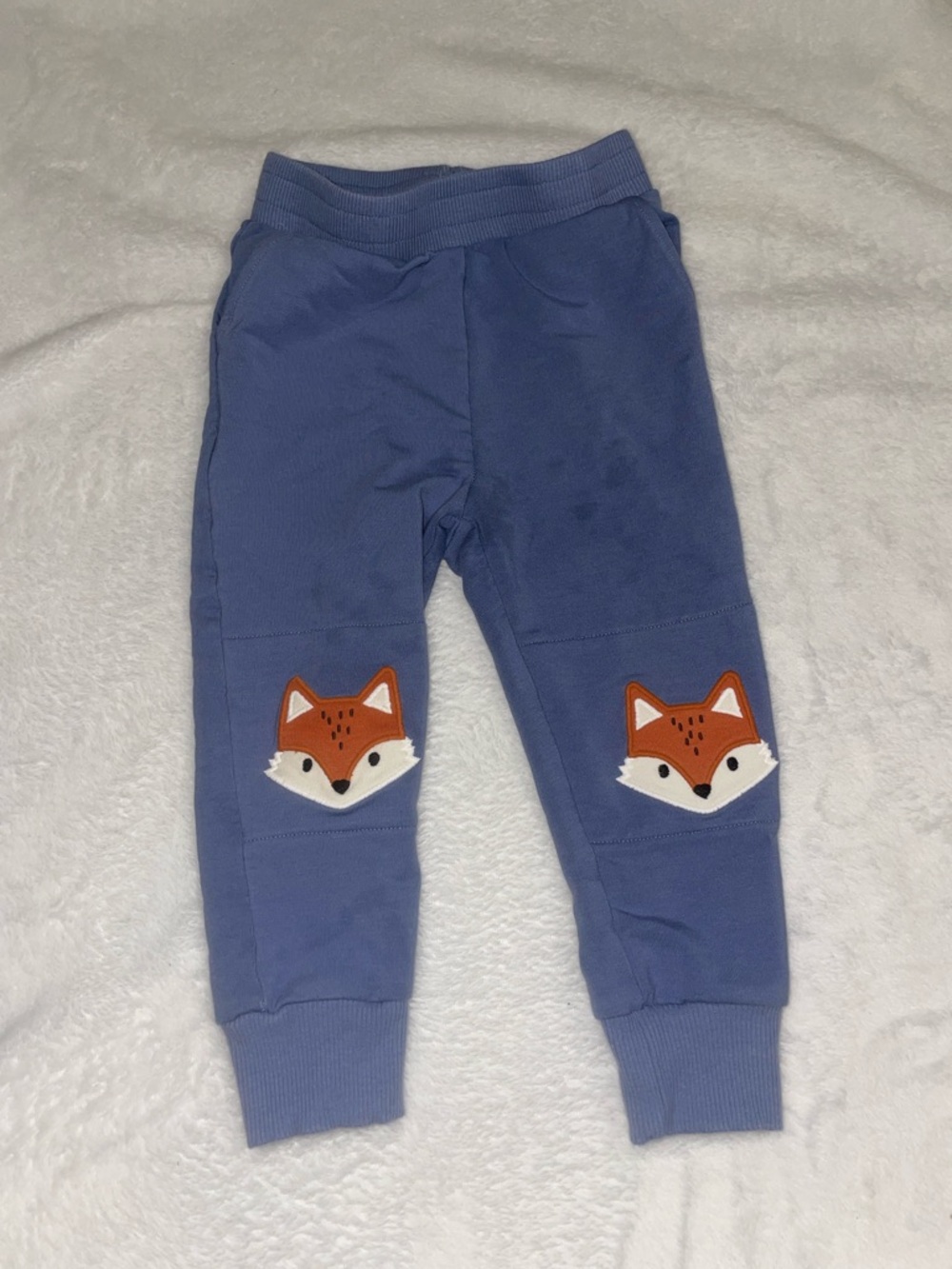 Little Sleepies Blue Joggers with Fox Knee Patches
